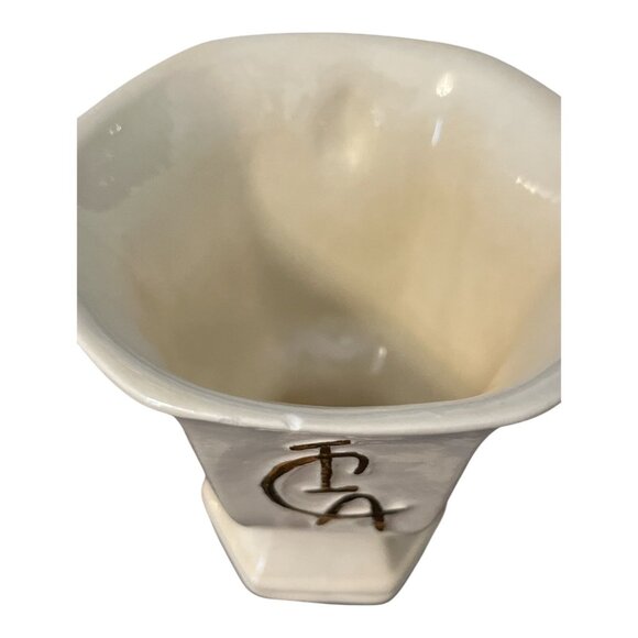 Handmade Ivory Glazed Ceramic Cup – “ICA” Monogram – Signed 915 – Studio Pottery - Picture 6 of 7
